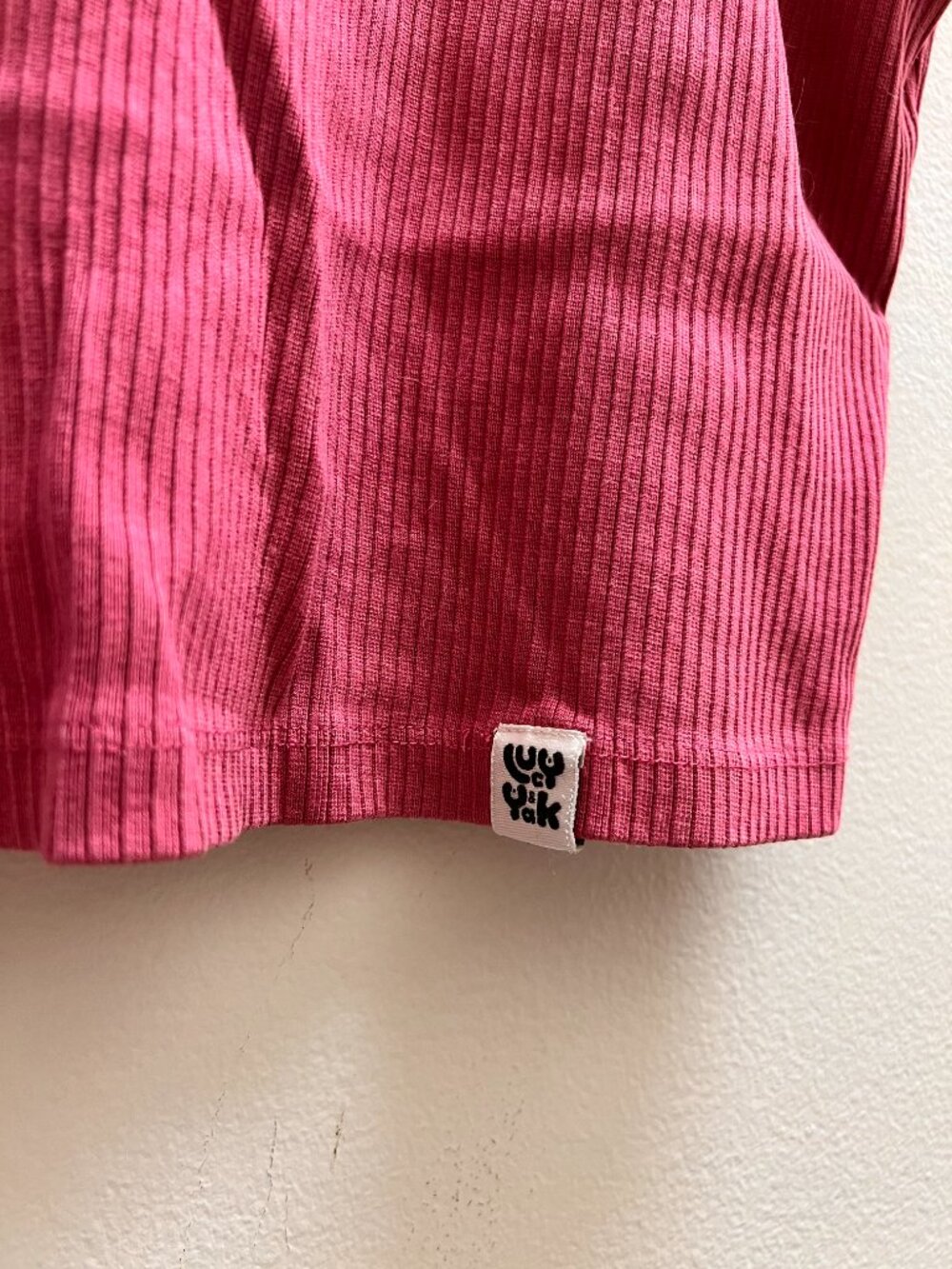 Lucy & Yak Eden Cotton Ribbed Vest Pink Cropped Tank Top - Picture 4 of 6